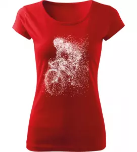 Dámské tričko s cyklistkou červené