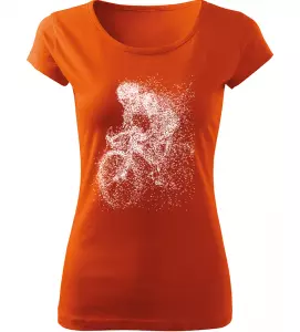 Dámské tričko s cyklistkou oranžové