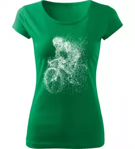 Dámské tričko s cyklistkou zelené