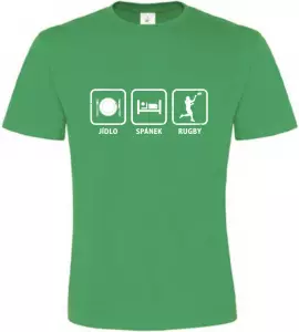 Pánské tričko Jídlo Spánek Rugby zelené Akce XL