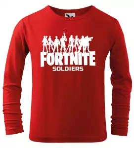 Dětské tričko Fortnite Soldiers s dlouhým rukávem červené