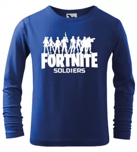 Dětské tričko Fortnite Soldiers s dlouhým rukávem modré