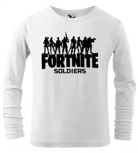 Dětské tričko Fortnite Soldiers s dlouhým rukávem bílé