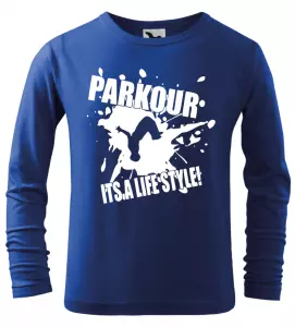Dětské tričko Parkour je můj život s dlouhým rukávem modré