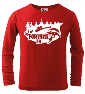 Dětské tričko Fortnite FR s dlouhým rukávem červené
