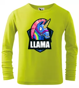 Dětské tričko Fortnite LLAMA s dlouhým rukávem limetkové