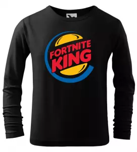 Dětské tričko Fortnite King s dlouhým rukávem černé