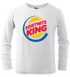 Dětské tričko Fortnite King s dlouhým rukávem bílé