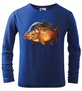 Dětské rybářské tričko s dlouhým rukávem a barevným kaprem modré
