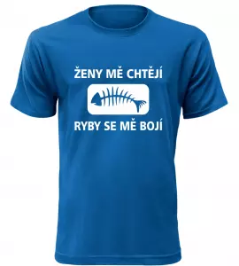 Pánské rybářské tričko Ženy mě chtějí modré