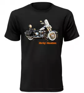Pánské tričko s motorkou Harley Davidson černé