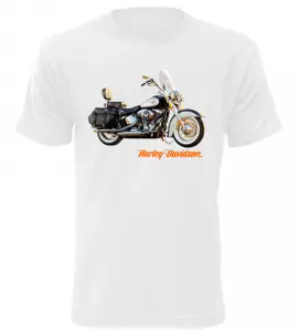Pánské tričko s motorkou Harley Davidson bílé