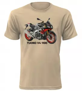 Pánské tričko s motorkou Aprilia Tuono V4 1100 pískové