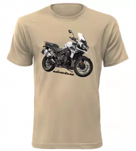Pánské tričko s motorkou Triumph Adventure pískové