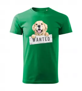 Pánské tričko se psem Wanted zelené