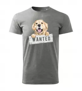 Pánské tričko se psem Wanted melírové