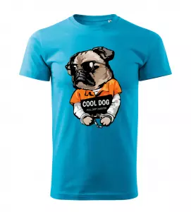 Pánské tričko s Buldočkem Cool Dog tyrkysové