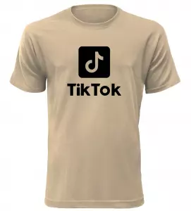 Pánské tričko s motivem Tik Tok pískové