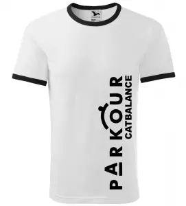 Pánské a dětské tričko Parkour catbalance bílé Akce 122