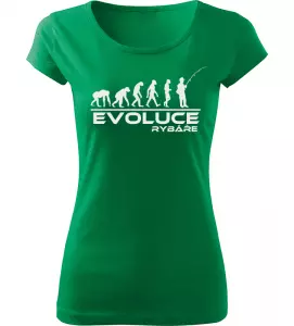 Dámské tričko Evoluce Rybáře zelené