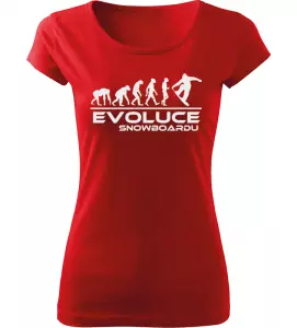 Dámské tričko Evoluce Snowboardu červené