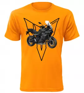 Pánské tričko s motorkou Yamaha Tracer 9 oranžové