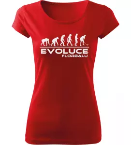 Dámské tričko Evoluce Florbalu červené