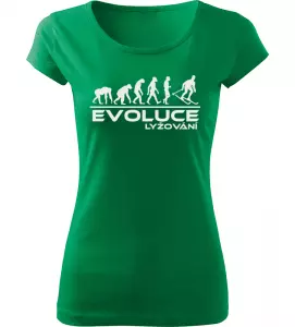 Dámské tričko Evoluce Lyžování zelené