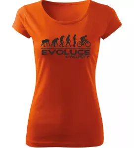 Dámské tričko Evoluce Cyklisty oranžové