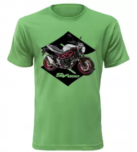 Pánské tričko s motorkou Suzuki SV650 zelené