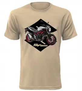 Pánské tričko s motorkou Suzuki SV650 pískové