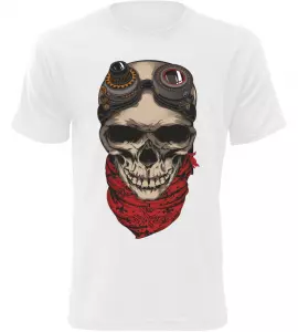 Pánské motorkářské tričko Skullpunk bílé