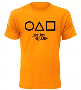 Pánské a dětské tričko Hra na oliheň - Squid Game oranžové