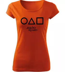 Dámské tričko Hra na oliheň - Squid Game oranžové