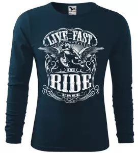 Pánské motorkářské tričko Live Fast Ride navy long