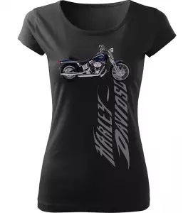 Dámské tričko s motorkou Harley Davidson černé