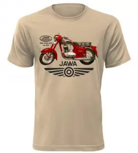 Pánské tričko s motorkou Jawa 250 písková
