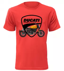 Pánské tričko s motorkou Ducati Scrambler červené