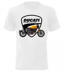 Pánské tričko s motorkou Ducati Scrambler bílé