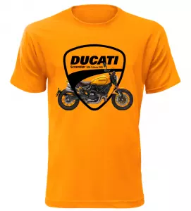 Pánské tričko s motorkou Ducati Scrambler oranžové