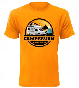 Pánské tričko s karavanem CAMPERVAN oranžové