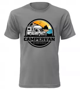 Pánské tričko s karavanem CAMPERVAN šedé