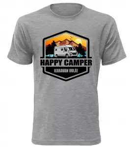 Pánské tričko s karavanem HAPPY CAMPER melírové