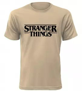 Pánské a dětské tričko Stranger Things pískové