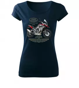 Dámské tričko s motorkou Jawa RVM 500 navy