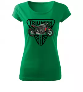Dámské tričko s motorkou Triumph Trident 660 zelené