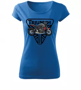 Dámské tričko s motorkou Triumph Trident 660 azurové