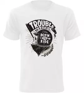 Pánské motorkářské tričko Trouble Makers bílé