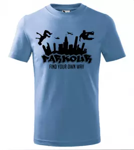 Pánské a dětské tričko Parkour find azurové