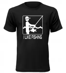 Pánské rybářské tričko I Like Fishing černé